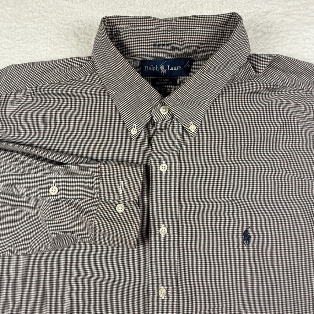 Ralph Lauren Blake Mens XL Button‎ Down Shirt Long Sleeve Checkered Plaid